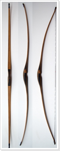 Wurfarme aus stäbchenverleimten, getemperten Bambus im Kern und Zebrano Zierfurnier. Bauweise: Reverse Reflex-Deflex