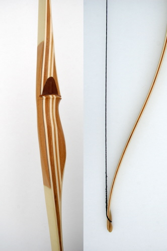 Griff: Bankirei mit einer halbrunden Zierverleimung aus zwei Streifen Ahorn, Tips: Watusi-Rind-Horn, L&auml;nge: 66 Zoll, Zuggewicht: 52 Lbs